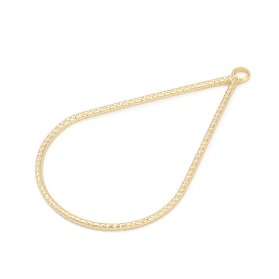Fülbevaló alap, Sárgaréz, könnycsepp, valódi 18K aranyozott, 37.5x22.5x1mm (pár)