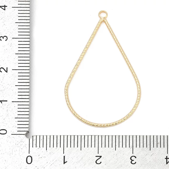 Fülbevaló alap, Sárgaréz, könnycsepp, valódi 18K aranyozott, 37.5x22.5x1mm (pár)