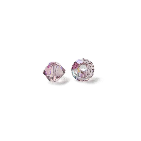 Preciosa® - 3mm - Light Amethyst AB, 3mm bicone/ rombusz gyöngy