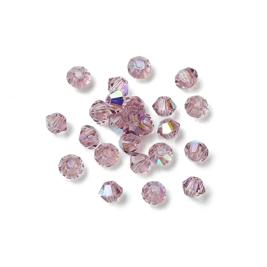 Preciosa® - 3mm - Light Amethyst AB, 3mm bicone/ rombusz gyöngy
