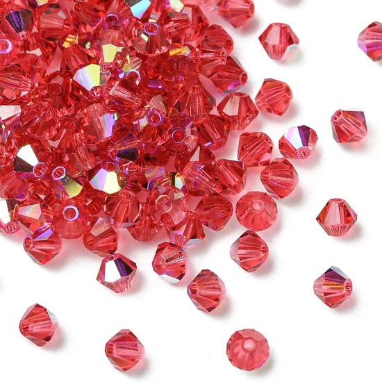 Preciosa® - Indian Pink AB, 4mm bicone/ rombusz gyöngy