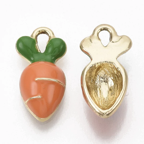 Medál - sárgarépa, korall, és világos arany színben, 17.5x9x5mm