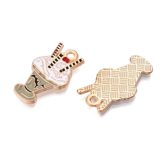 Medál - fagylalt kehely Charm, 22.5x13x1mm, ólom és kadmiummentes
