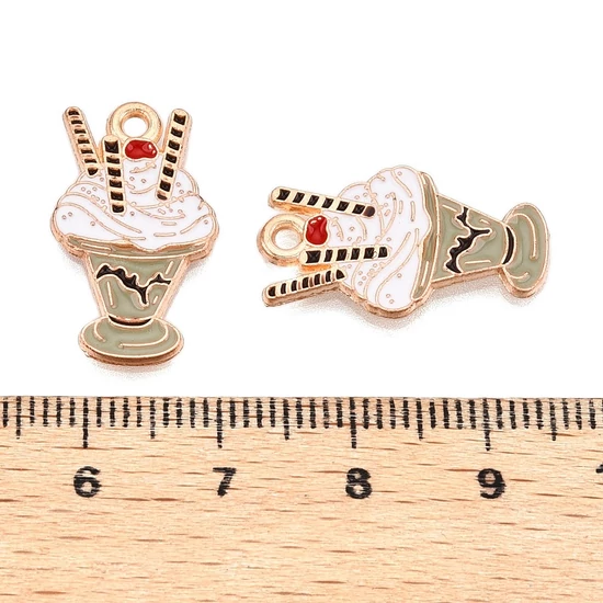 Medál - fagylalt kehely Charm, 22.5x13x1mm, ólom és kadmiummentes