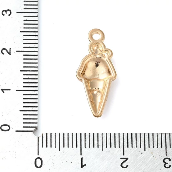 Medál - fagyi charm, strasszkővel, hosszú élettartamú bevonattal,  22.5x9.5x3.5mm