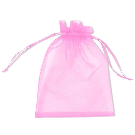 Organza ékszer tasak, rózsaszín színben 