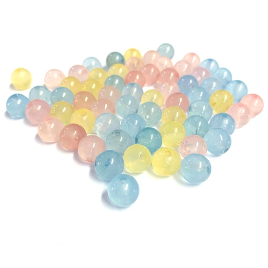 Ásványgyöngy - 8mm - Természetes Festett Kalcedon vegyes színekben 
