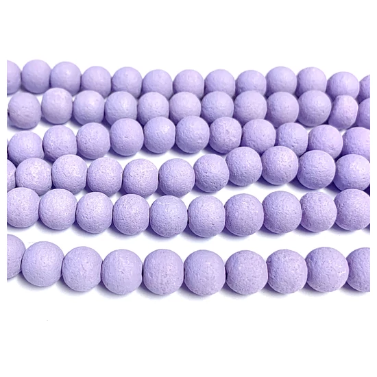Üveggyöngy - 8mm - láva utánzat - lila színben