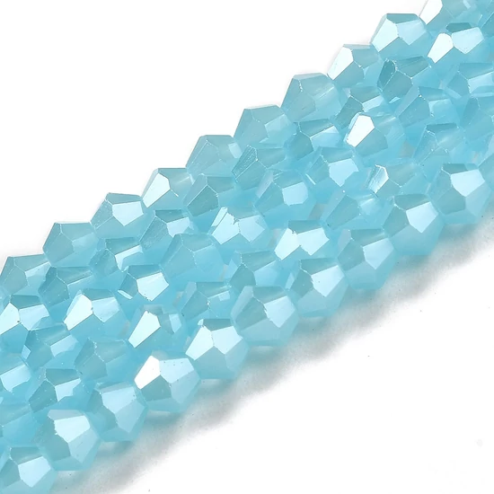 Üveggyöngy - 4mm - csillogó - opál - égkék - rombusz - bicone