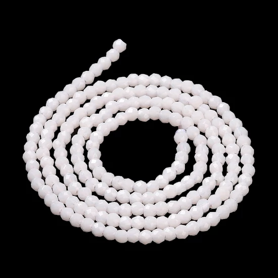 Üveggyöngy - 2x2mm - csillogó - telt - krémfehér - csiszolt fánk