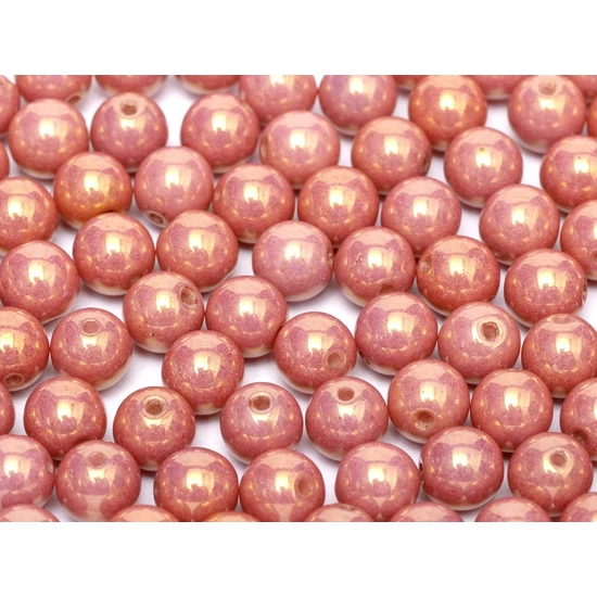Cseh Préselt Gyöngy - 3 mm - CHALK WHITE RED LUSTER - 14495