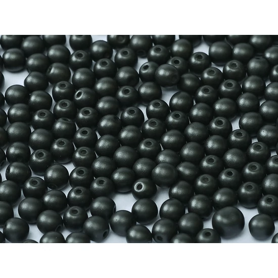 Cseh Préselt Gyöngy - 3 mm - ALABASTER METALLIC BLACK - 29400