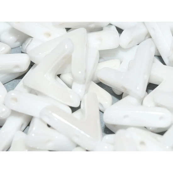 Ava - Cseh kézzel préselt 3 lyukú gyöngy - 10x4mm - CHALK WHITE SHIMMER - 03000/20600