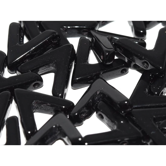 Ava - Cseh kézzel préselt 3 lyukú gyöngy - 10x4mm - JET - 23980