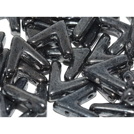Ava - Cseh kézzel préselt 3 lyukú gyöngy - 10x4mm - JET HEMATITE - 23980/14400