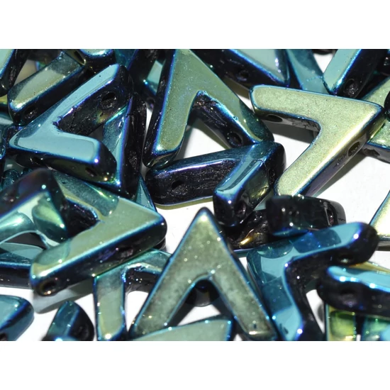 Ava - Cseh kézzel préselt 3 lyukú gyöngy - 10x4mm - JET FULL AB - 23980/28703