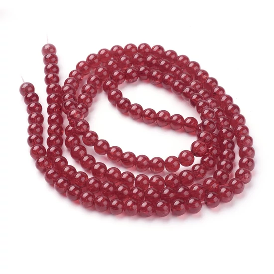  Üveggyöngy - 6mm - Piros - robbantott - gömb alakban (10db)