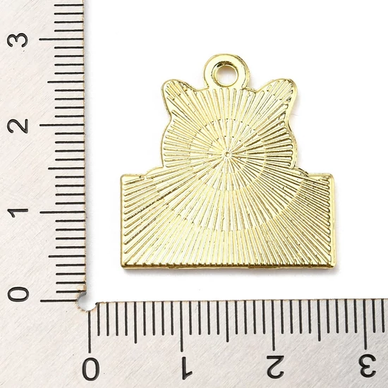 Medál - macska szóval Love You felirattal - cink ötvözetből - világos arany - rózsaszín színben - 24.5x23.5x1.5mm 