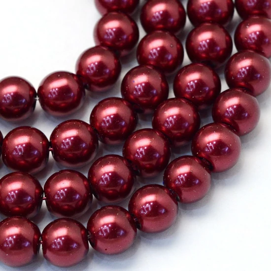 Baking Painted Pearlized Glass Pearl Round Bead Strands, Brown, 4~5mm