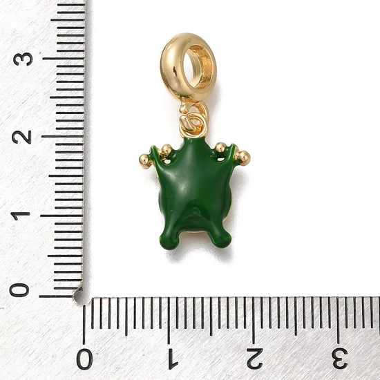 Medál - avokádó, nagy lyukú charms, arany és zöld, 26mm