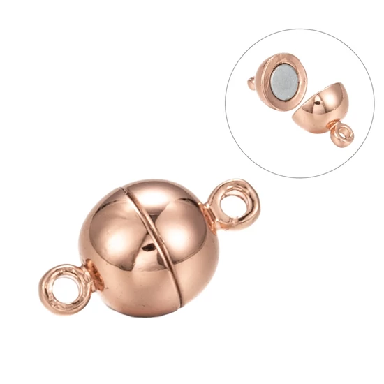 Kapocs - mágnes - 14,5x8mm - rózsaarany színben - gömb alakban - tartós bevonattal