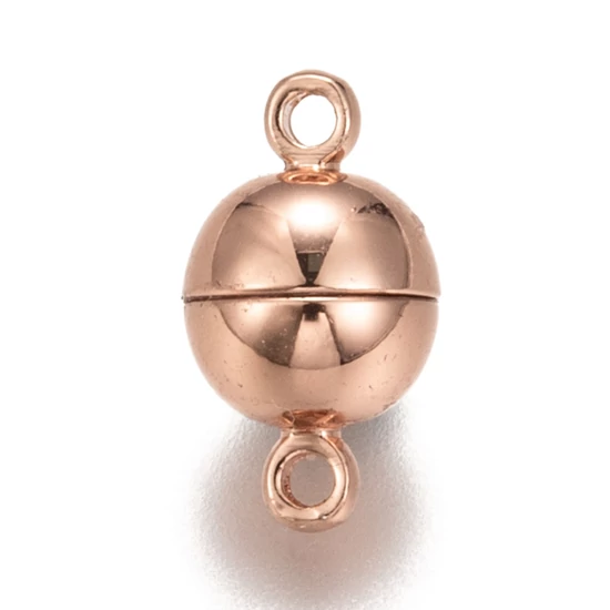Kapocs - mágnes - 14,5x8mm - rózsaarany színben - gömb alakban - tartós bevonattal
