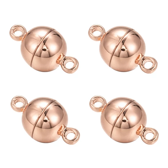 Kapocs - mágnes - 14,5x8mm - rózsaarany színben - gömb alakban - tartós bevonattal
