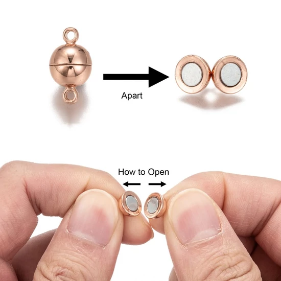 Kapocs - mágnes - 14,5x8mm - rózsaarany színben - gömb alakban - tartós bevonattal