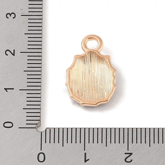 Medál - kagyló alakú - világos arany és zöldeskék charm, 18x12x3mm