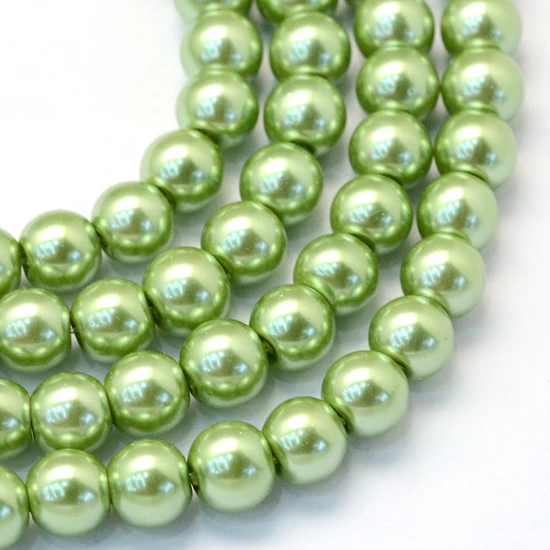 Tekla gyöngy - 8mm - Gyöngyház lime zöld, 8~9mm