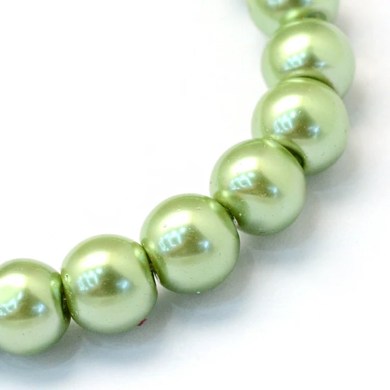 Tekla gyöngy - 8mm - Gyöngyház lime zöld, 8~9mm