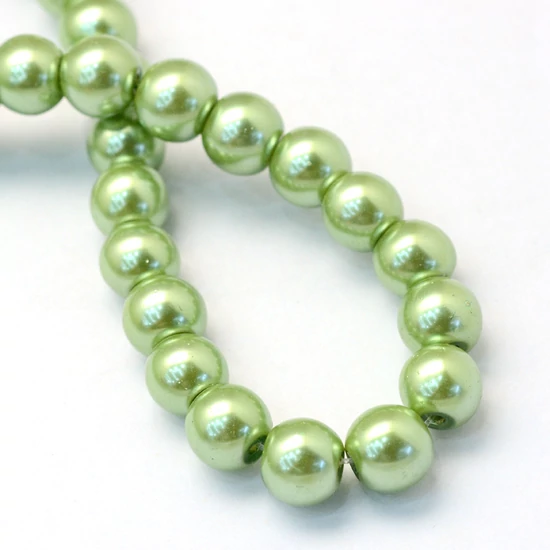 Tekla gyöngy - 8mm - Gyöngyház lime zöld, 8~9mm