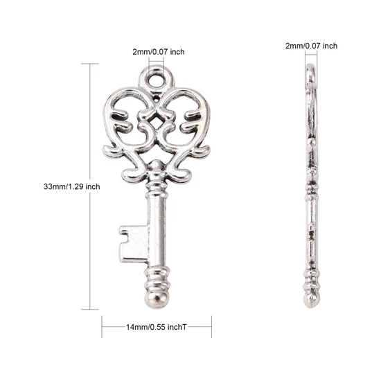 Medál - kulcs - 28,3x10mm - antik ezüst színben - - ólom és kadmiummentes!
