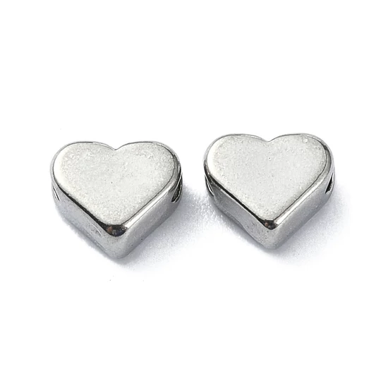 Medál - köztes gyöngy - szív - 304 rozsdamentes acél, 5x6x3mm