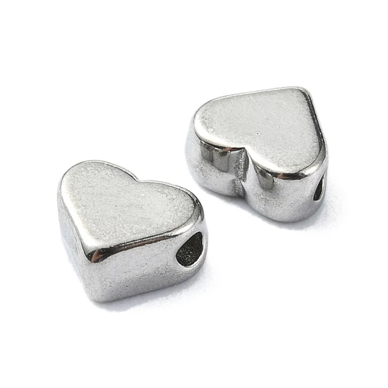 Medál - köztes gyöngy - szív - 304 rozsdamentes acél, 5x6x3mm