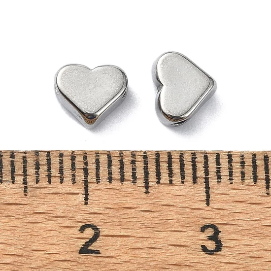 Medál - köztes gyöngy - szív - 304 rozsdamentes acél, 5x6x3mm