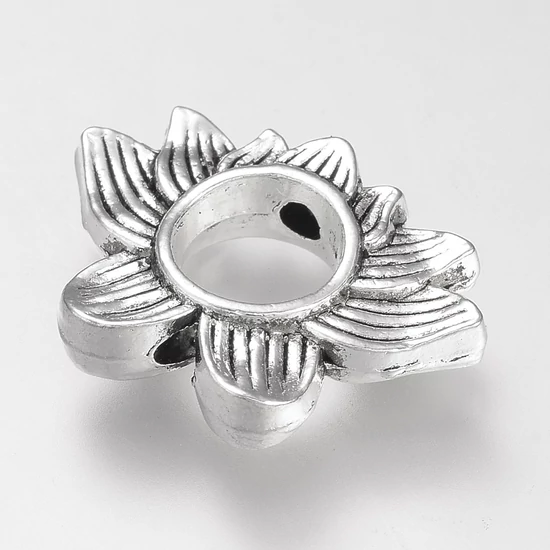Medál - lótuszvirág, antik ezüst, 13.5x19x4mm - kadmiummentes és ólommentes