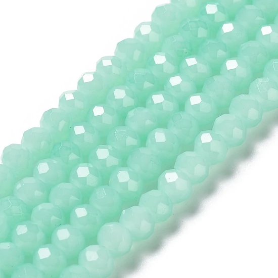 Csiszolt - üveggyöngy - 10x8mm - Csillogó halvány türkiz - fánk alakú (10db)
