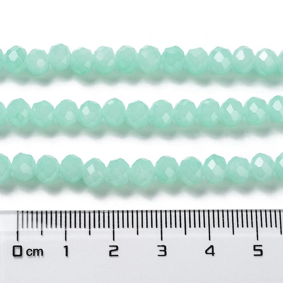 Csiszolt - üveggyöngy - 10x8mm - Csillogó halvány türkiz - fánk alakú (10db)