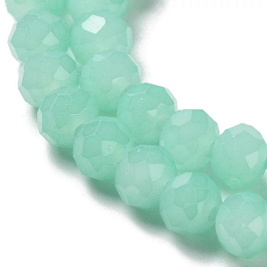 Csiszolt - üveggyöngy - 10x8mm - Csillogó halvány türkiz - fánk alakú (10db)
