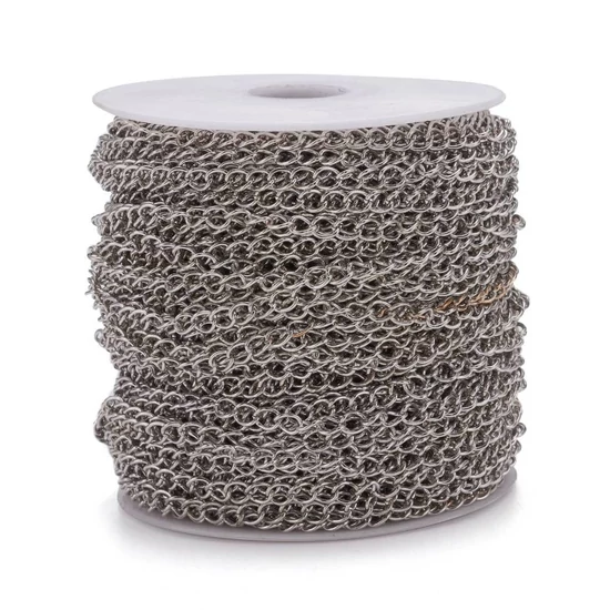 Ékszerlánc - 5x3.5x0.7mm - forrasztás nélkül, csavart - ovális, platina