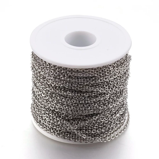 Ékszerlánc – rozsdamentes acél - ezüst színben – 3x2mm – ovális 