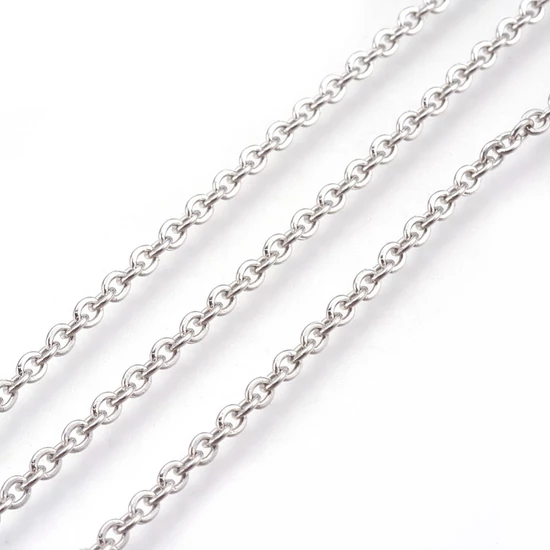 Ékszerlánc – rozsdamentes acél - ezüst színben – 3x2mm – ovális 