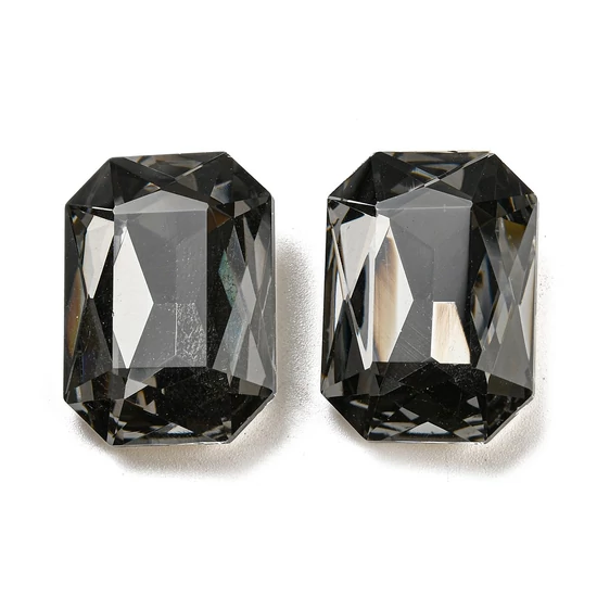 Üveg kaboson - négyzet alakú - füst színben - csiszolt- 24.5~25x17.5~18x7.5~8mm
