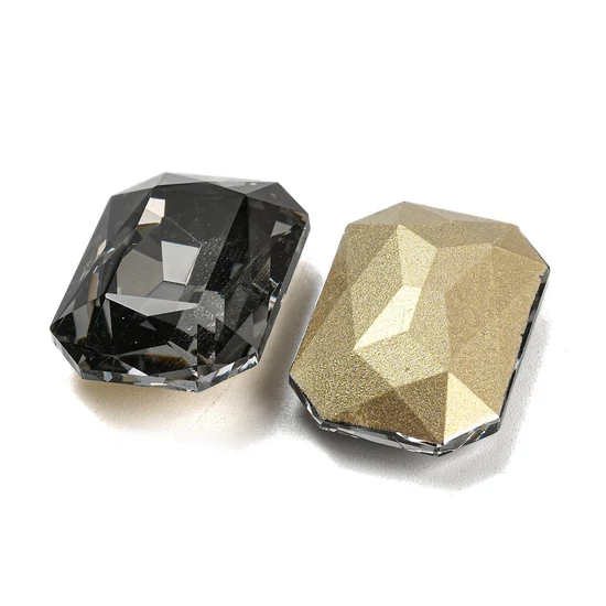 Üveg kaboson - négyzet alakú - füst színben - csiszolt- 24.5~25x17.5~18x7.5~8mm