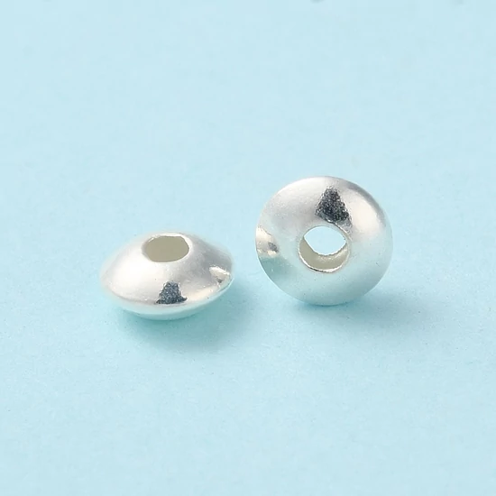925 Sterling ezüst - köztes gyöngy - lapos - kerek - 4x2mm - nikkelmentes - valódi platina bevonattal 