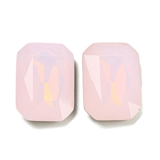Üveg kaboson - négyzet alakú - opál rózsaszín színben - csiszolt- 24.5~25x17.5~18x7.5~8mm