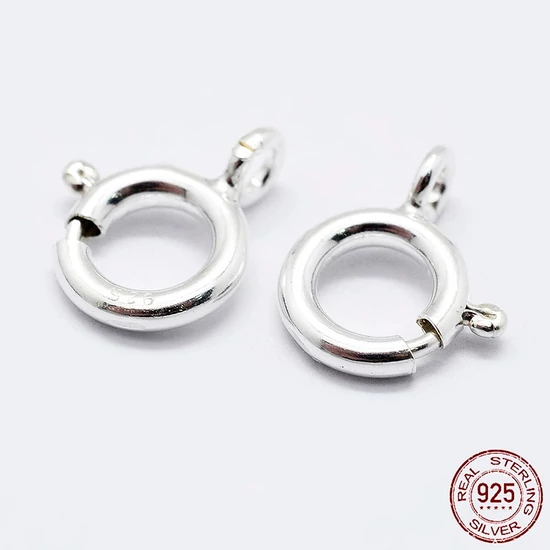 925 Sterling valódi ezüst - rugós gyűrűs kapocs - 925 bélyegzővel