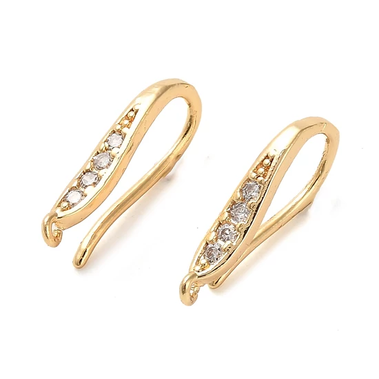 Fülbevaló alap - 16x2.5mm - sárgaréz - valódi 18K aranyozott - Cirkón kővel díszítve 