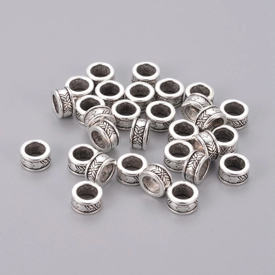 Köztes gyöngy – 8x4mm – antik ezüstszínben - ÓLOM ÉS KADMIUMMENTES!